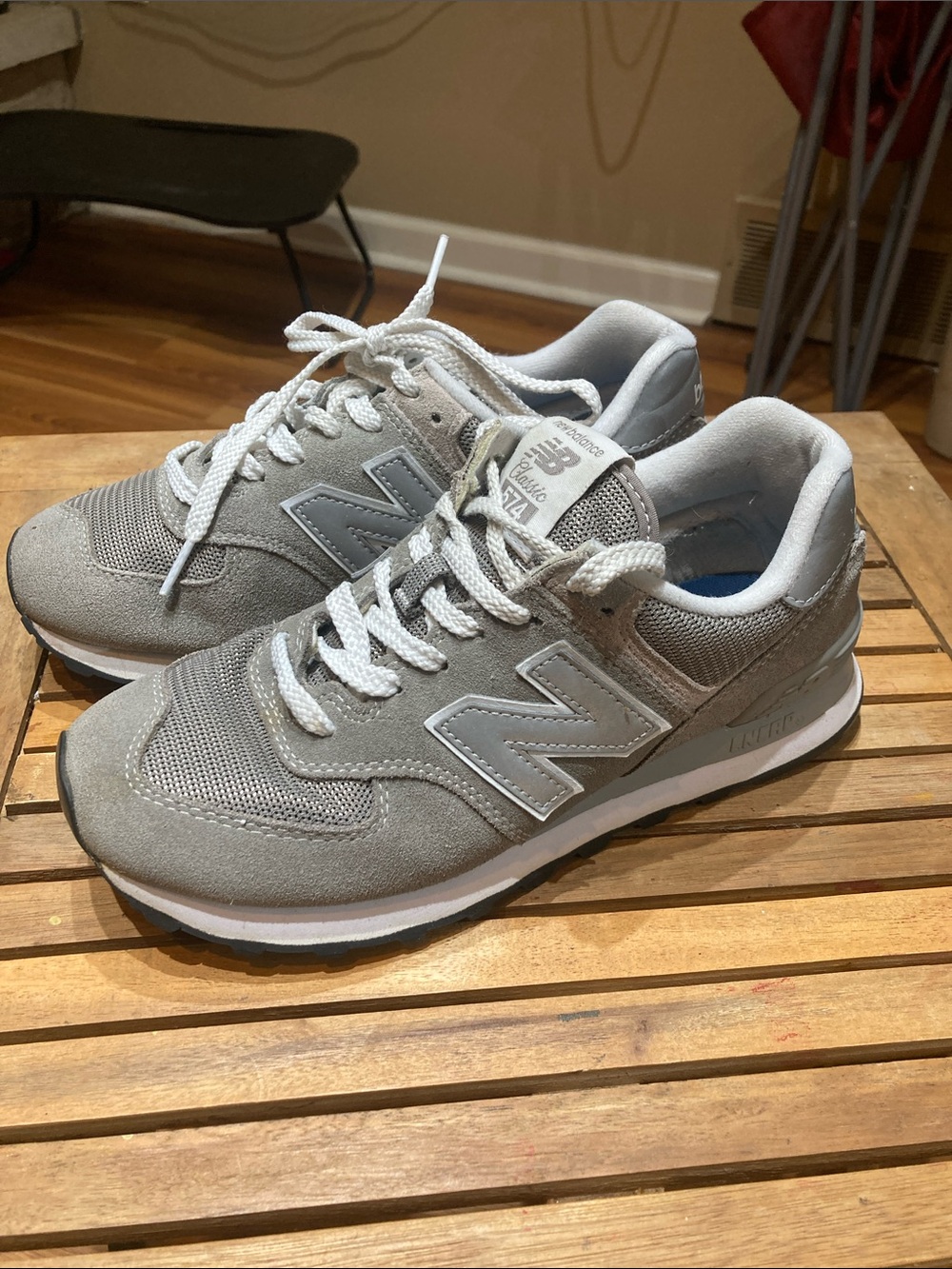 New Balance Womens 574 WL574EVG Gray Casual Shoes Sneakers Size 8 B